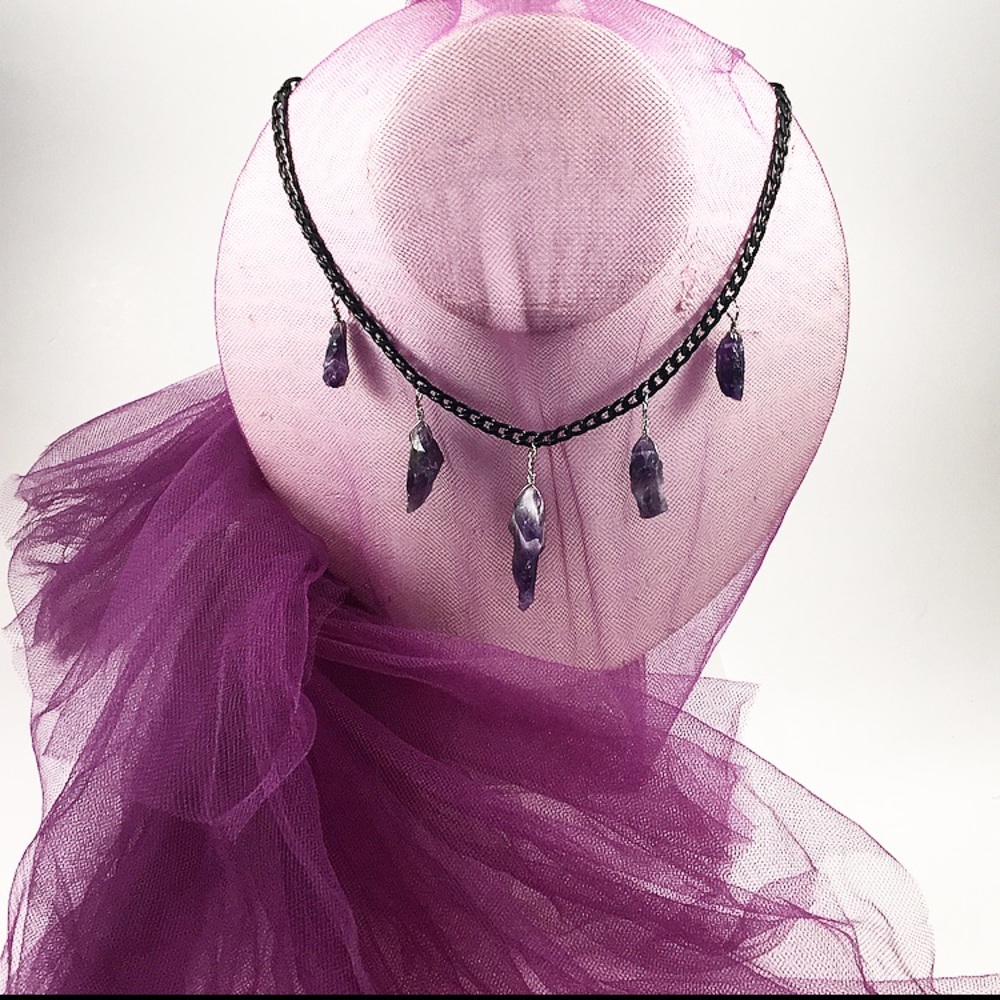 Amethyst Steel Chain Necklace